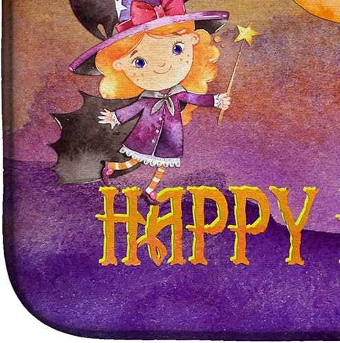 Miniatura 4 de Caroline's Treasures BB7458DDM - Tapete de secado de platos de Halloween de bruja y murciélago, absorbente para secado de platos, para encimera de