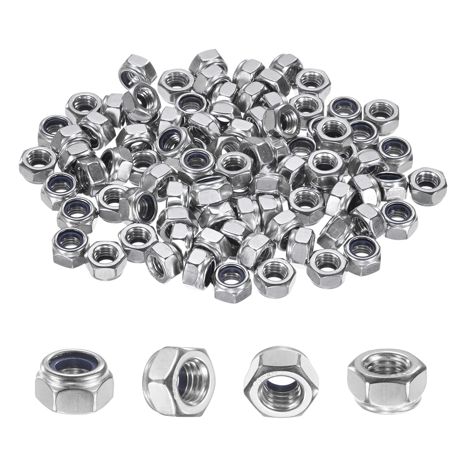 M METERXITY 100-Pack Nylon Insert Hex Lock Nuts