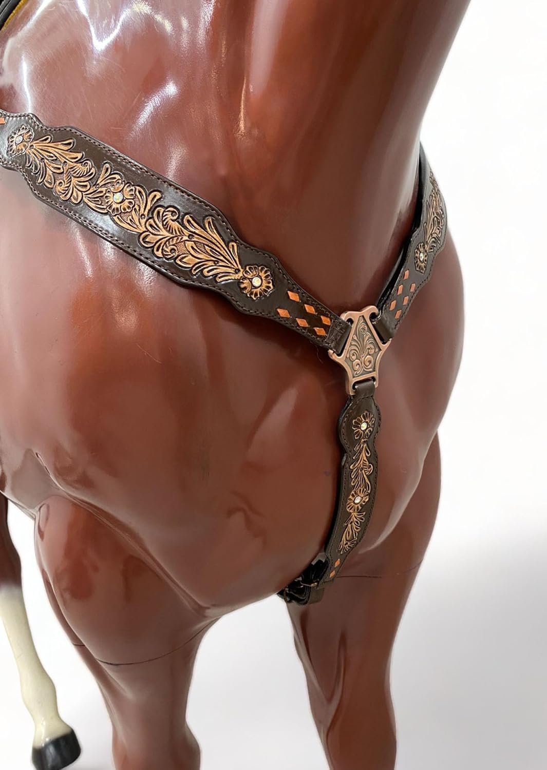 Western-Style Leather Horse Headstall Set, Hand-Tooled Design, Argentina Cowhide, for Western Riding