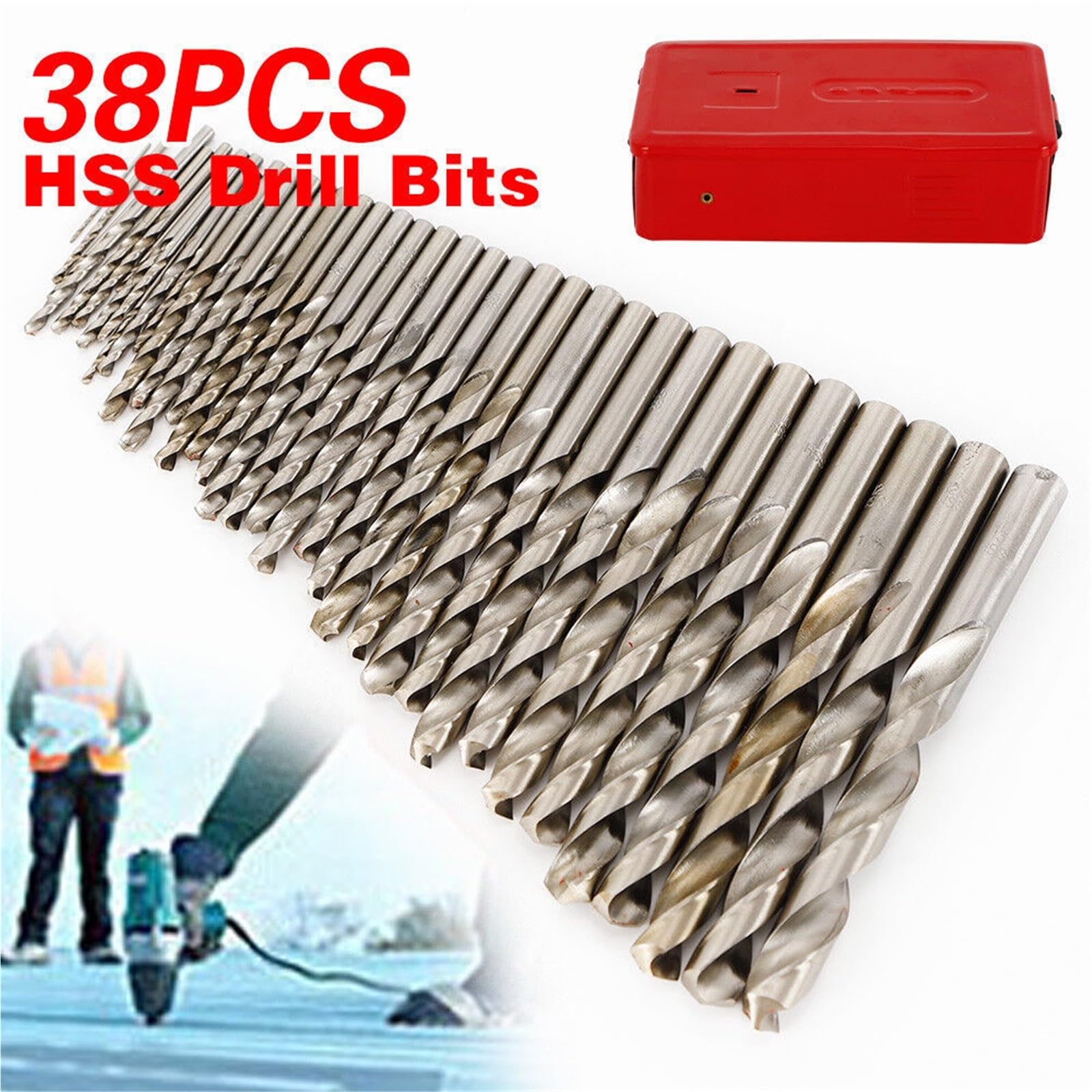 Juego de brocas para taladro rotativo Juego de brocas métricas HSS 38 piezas 1 a 13 mm con punta acero alta velocidad y cobalto + estuche