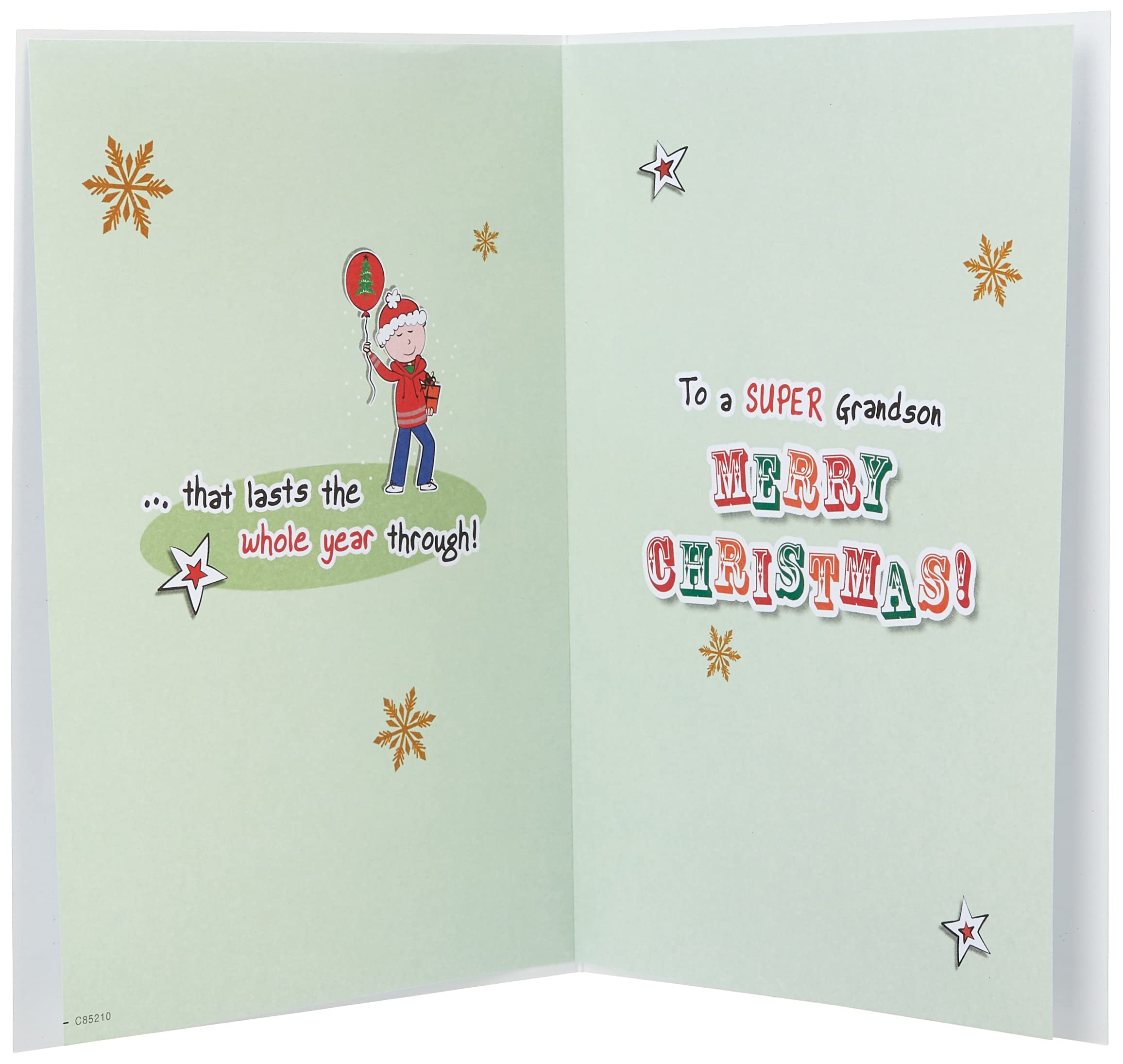 Piccadilly Weihnachtskarte Für Enkelsohn – Mit Bär-Motiv, 22,9x15,2 Cm | Hochwertige Grußkarte Mit Umschlag