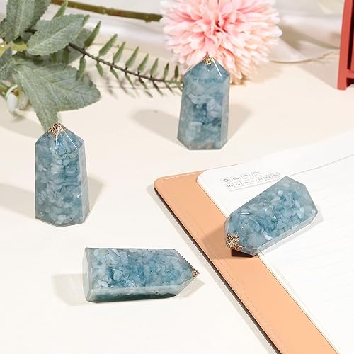 Miniatura 2 de Cheungshing Cristales curativos en puntas de resina para chakra Reiki, piedras de orgonas energéticas de cristal, adorno de terapia de mediación,