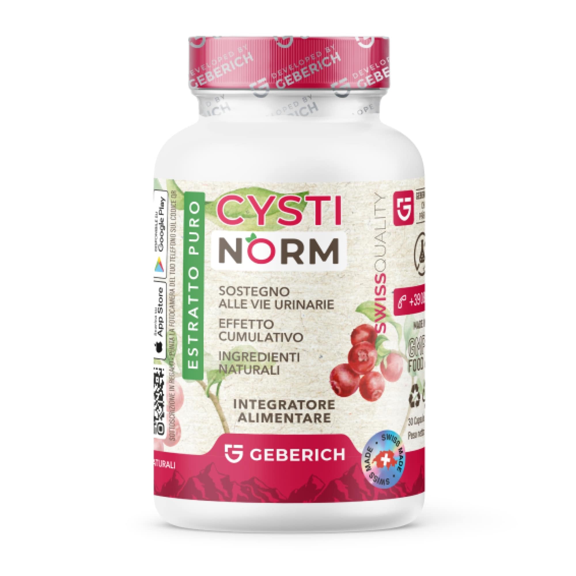 Capsule CYSTINORM | Salute delle vie urinarie | D-Mannosio 720 mg + Estratto di mirtillo rosso 300 mg | Salute della vescica | Con corbezzolo e bioflavonoidi | Integratore Alimentare