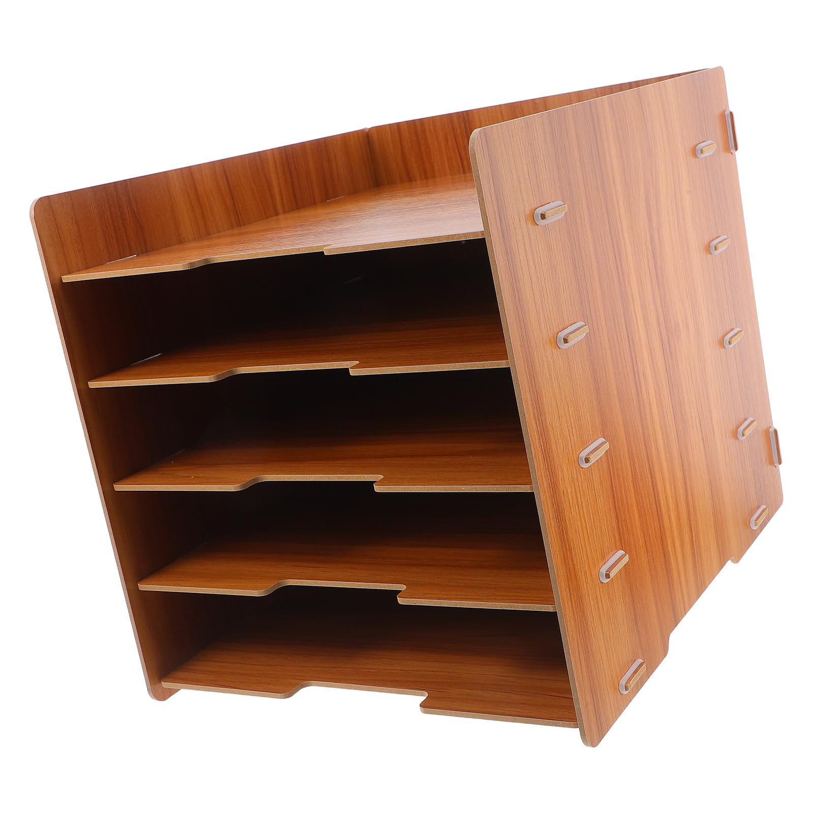 SUPVOX Organisateur de Documents en Bois à 5 Niveaux, Porte-Documents de Bureau en Bois Massif Couleur Brun Noyer, Trieur de Fichiers Vertical Multifonction pour Bureau, École et Maison,