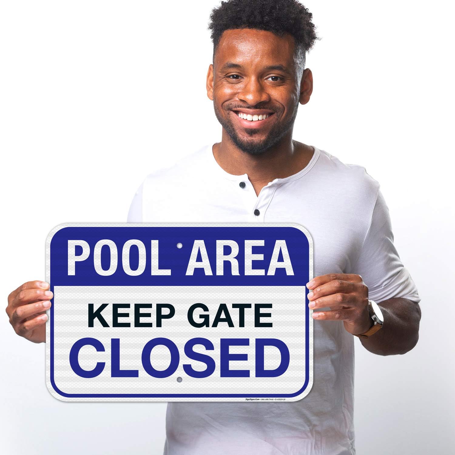 Pool Area Keep Gate Closed Pool Sign, 12x18 Inches, 3M EGP Reflective 0.63 Aluminum, Fade Resistant, Easy Mounting, Indoor/Outdoor Use, Made in USA