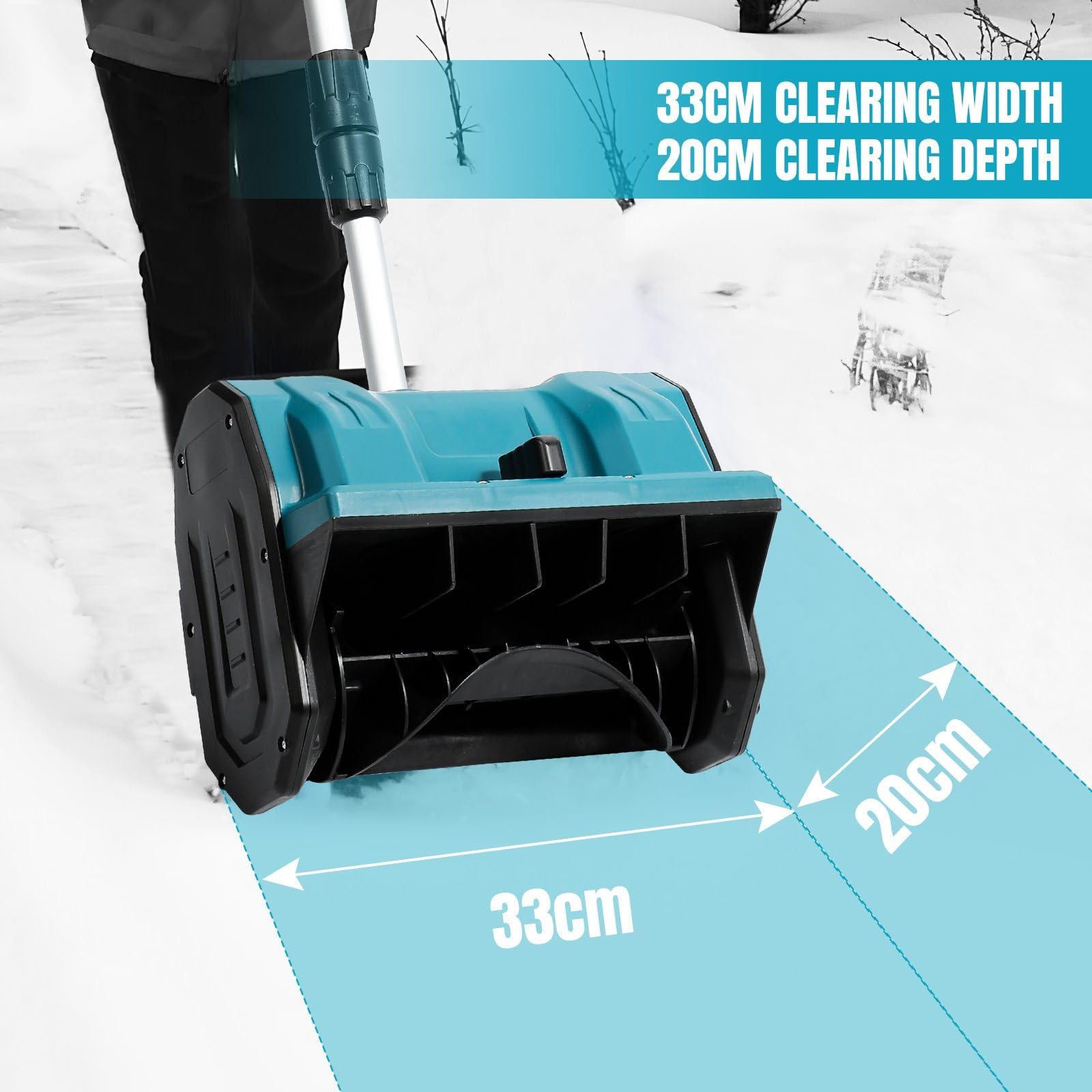 Akku-Schneefräse für Makita 18V Batterie, 13 Zoll Faltbare Elektrische Schneefräse,600W Schneefräse Akku,Höhenverstellbar, 45° verstellbare Richtung, max.Schneehöhe 20 cm (ohne Akku)