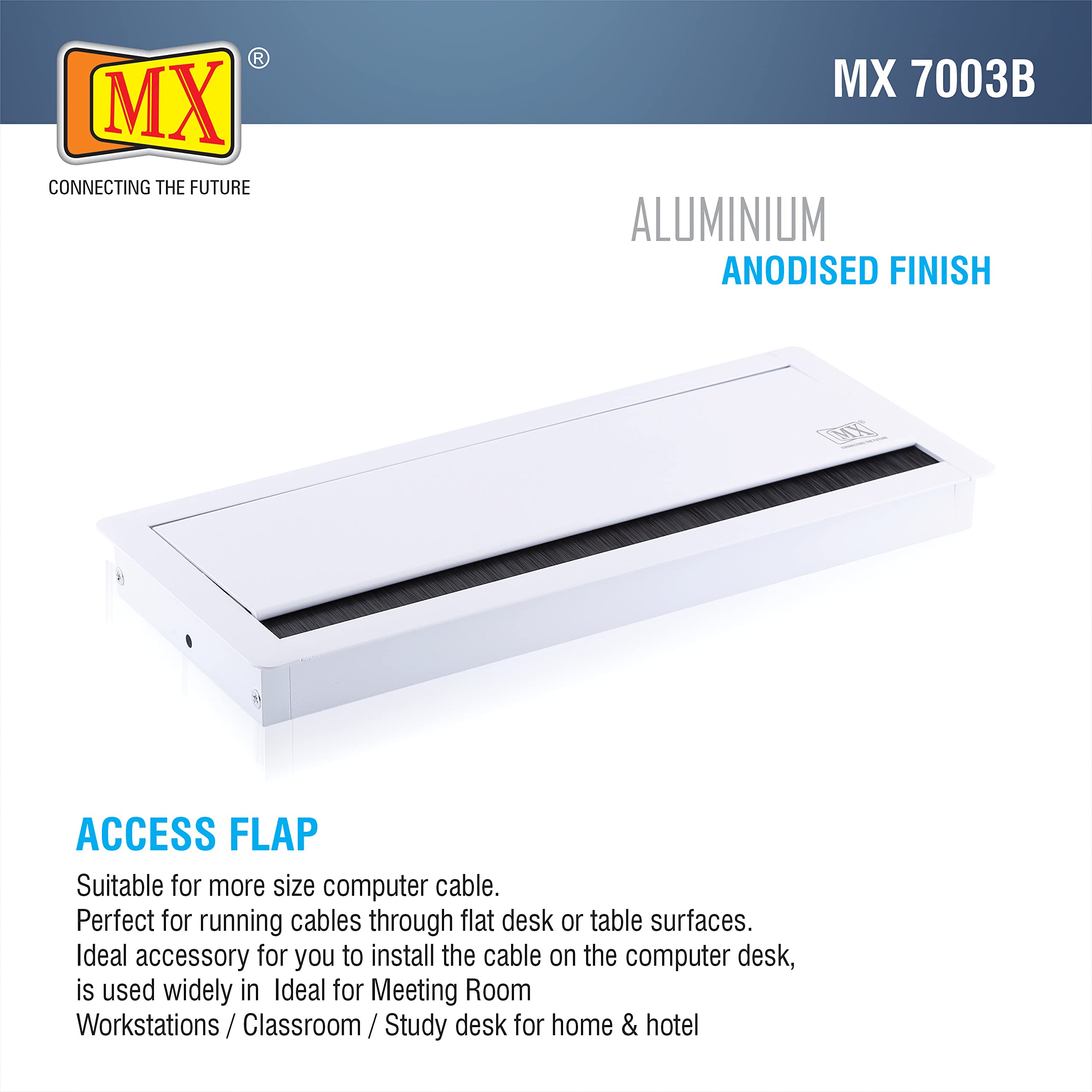 MX Access Flap with Soft Close/Table Flip Cover/Cable Hole Cover/Cable Hole Cover Grommet/Metal Rectangle Wire Cable (300X127X30 MM Black) 1