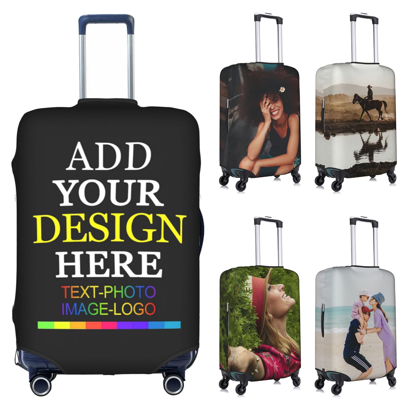 EastSail Customized Travel Luggage Cover Personalized Add Your Photo Logo Name Protective Film Printing Elastic Washable Small 18-21 Inch