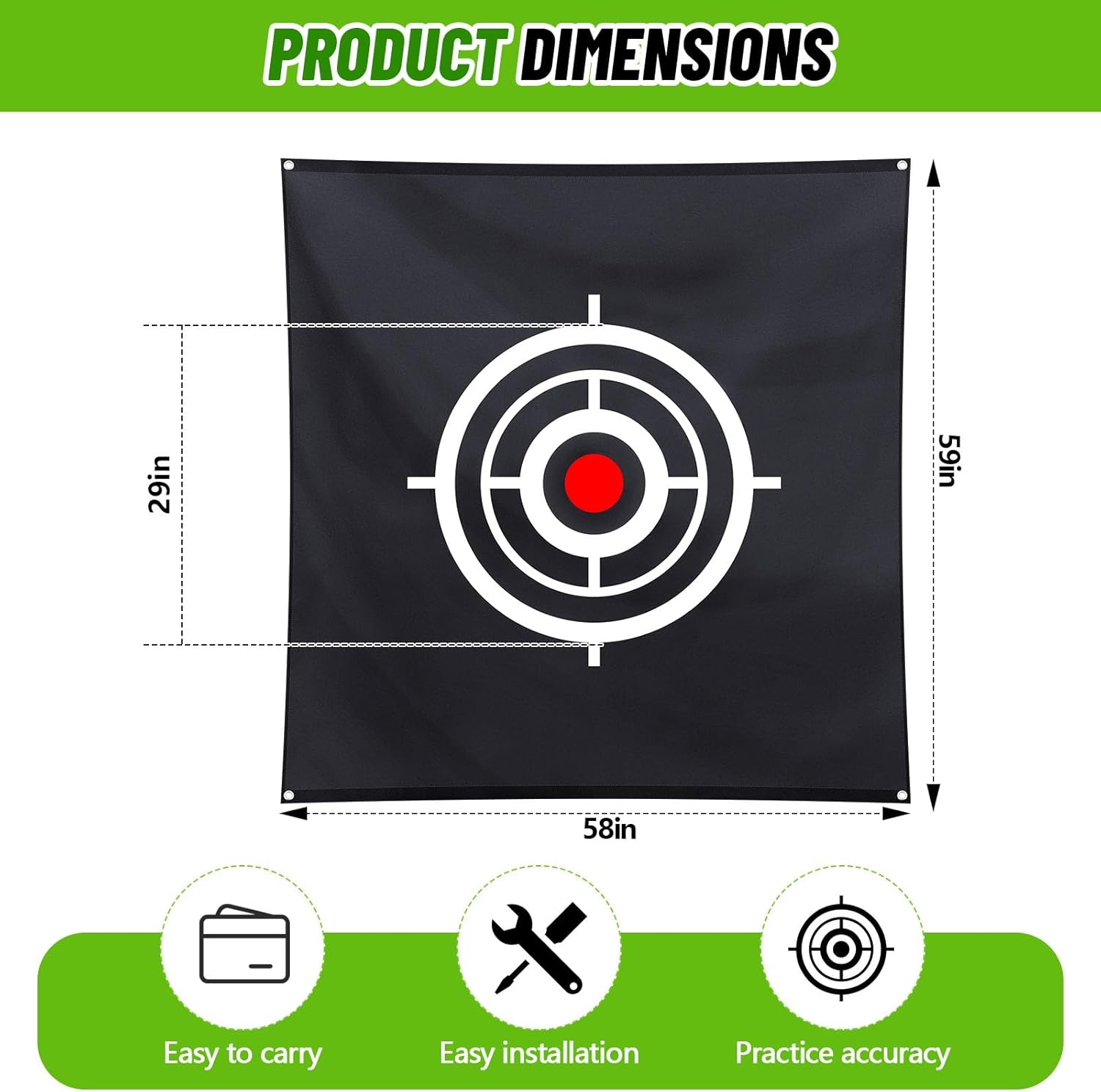 Halloscume Golf Target Cloth for Net Replacement Golf Hitting Net Target with 4 Straps for Practice Training Aids Indoor Outdoor Use