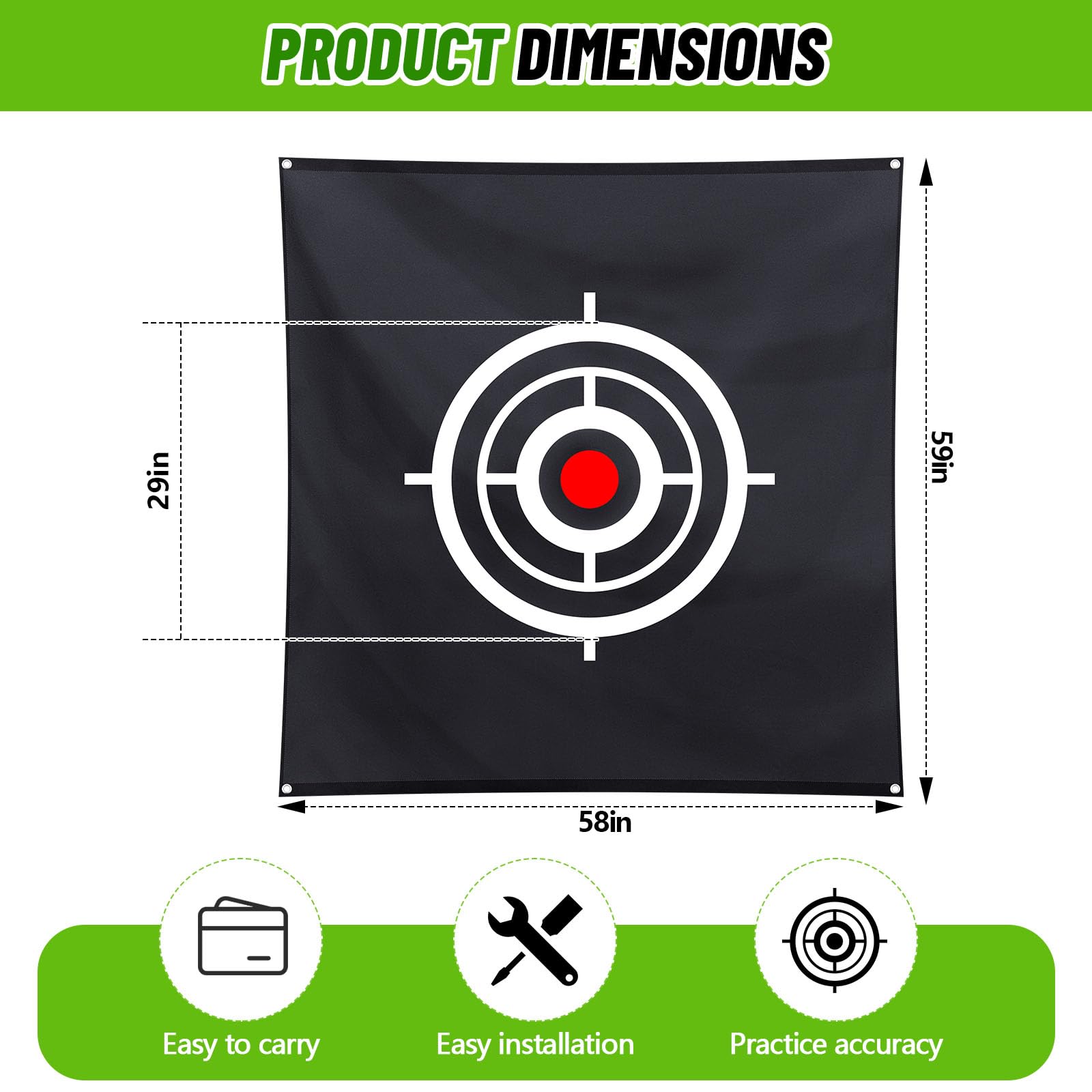 Halloscume Golf Target Cloth for Net Replacement Golf Hitting Net Target with 4 Straps for Practice Training Aids Indoor Outdoor Use(5 x 5 ft)