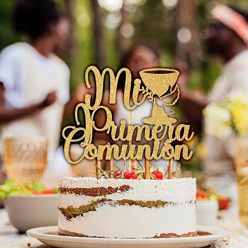 Miniatura 4 de Mi Primera - Decoración para tartas de comunión, decoración de pastel de la primera comunión española, suministros de decoración de fiesta de