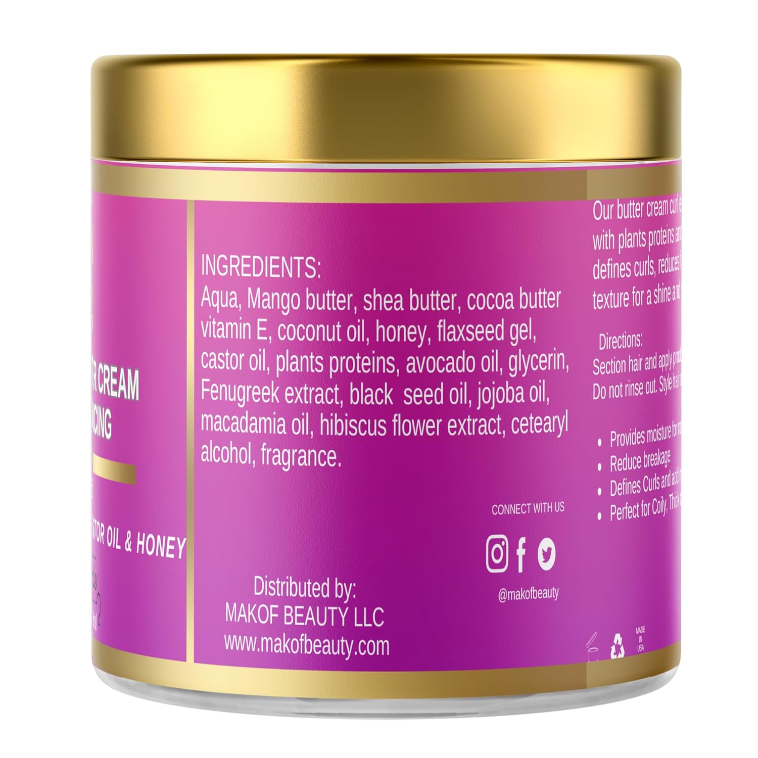 Organic Coconut Curl Enhancing Cream with Flaxseed, Black Castor Oil. Curls Detangler, Moisture-rich, Curl Revival Cream. Anti-Frizz, Defines All Curl Types & textures. Sulfate & Parabens free. 8 oz - Image 2