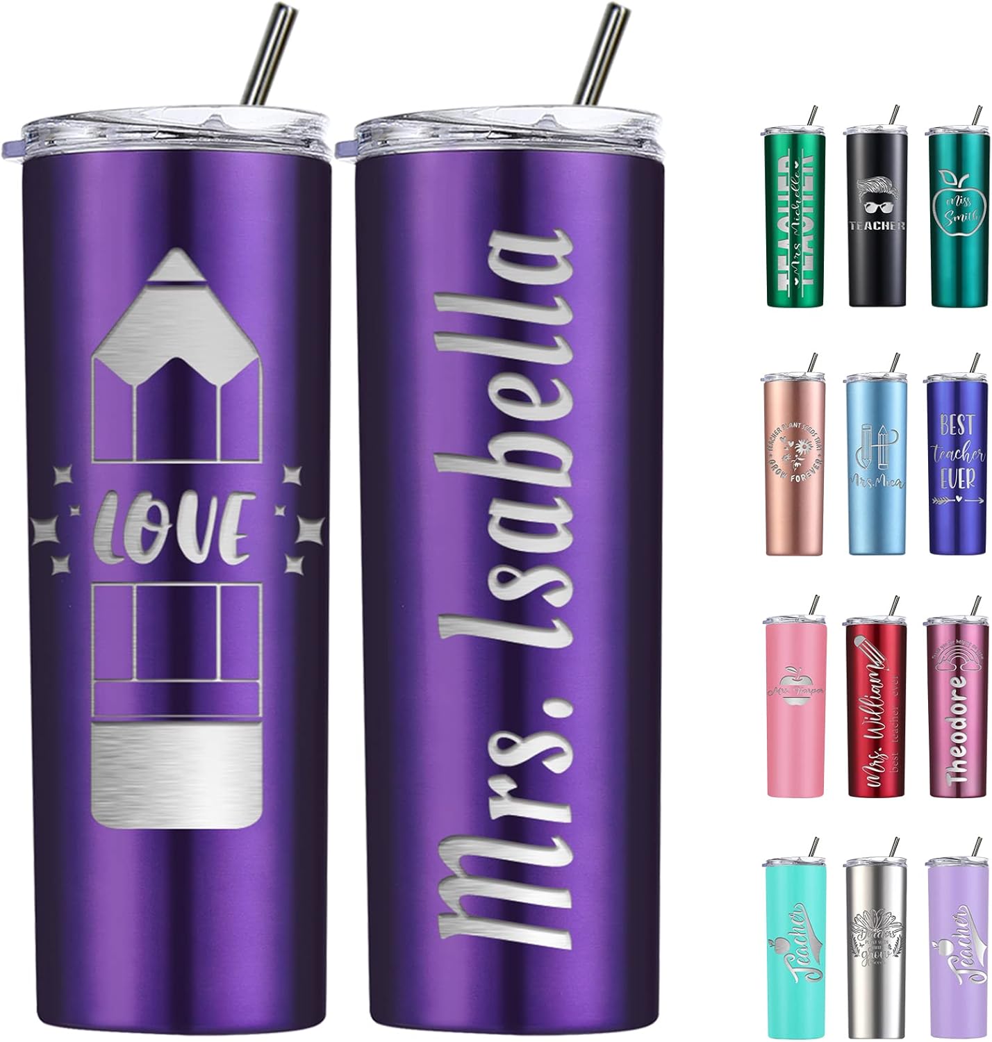 Personalized Teacher Tumbler with Name Custom Skinny
