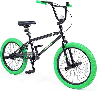 Goplus Freestyle BMX Bike, 20" Trick Bicycle w/ 360 Degree Steering, 4 Pegs, Adjustable Seat, U-Brake, Hi-Ten Steel Frame, Training Bike for Beginner Riders Teens Youth Boys Girls
