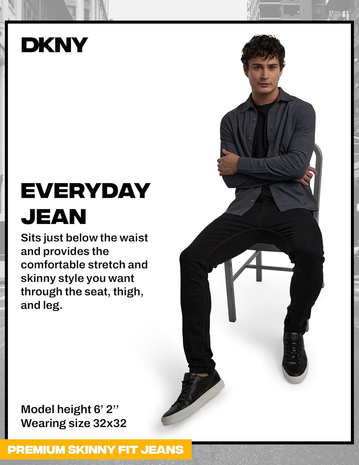 DKNY Men's Skinny Jeans - Premium Soft Stretch Denim Pants | Skinny Fit Jeans for Men