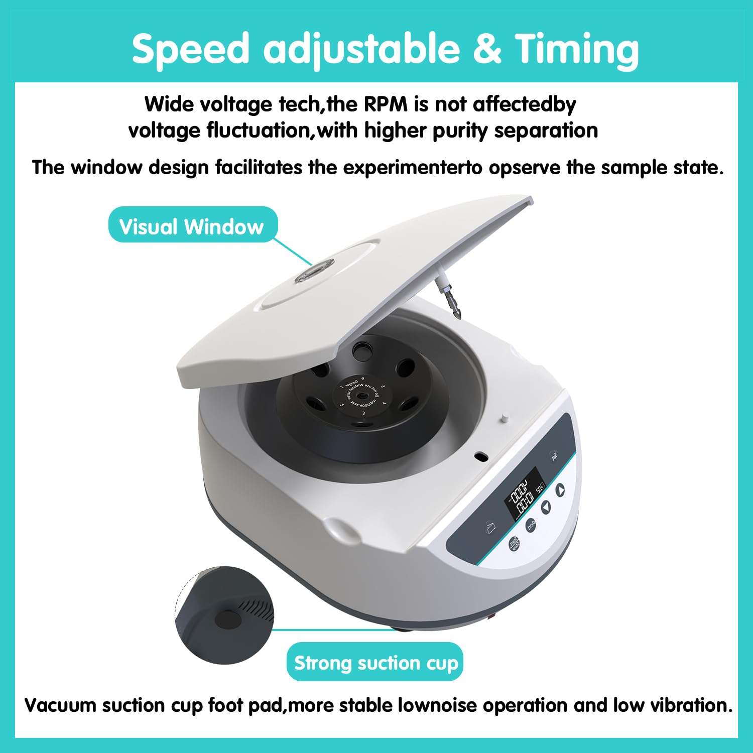 Lab Benchtop Centrifuge Machine 6 x 2ml/5ml/10ml/15ml Capacity Test Tubes,Low Speed 500-5000r/min,Max 3074xg RCF