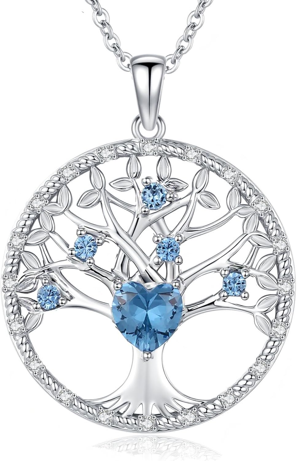 Tree of life necklace for women Birthstone Sterling Silver Pendant-Adjustable Chain, Ideal Jewelry gift for her, Girlfriend, Wife, Mom on Birthday, Anniversary