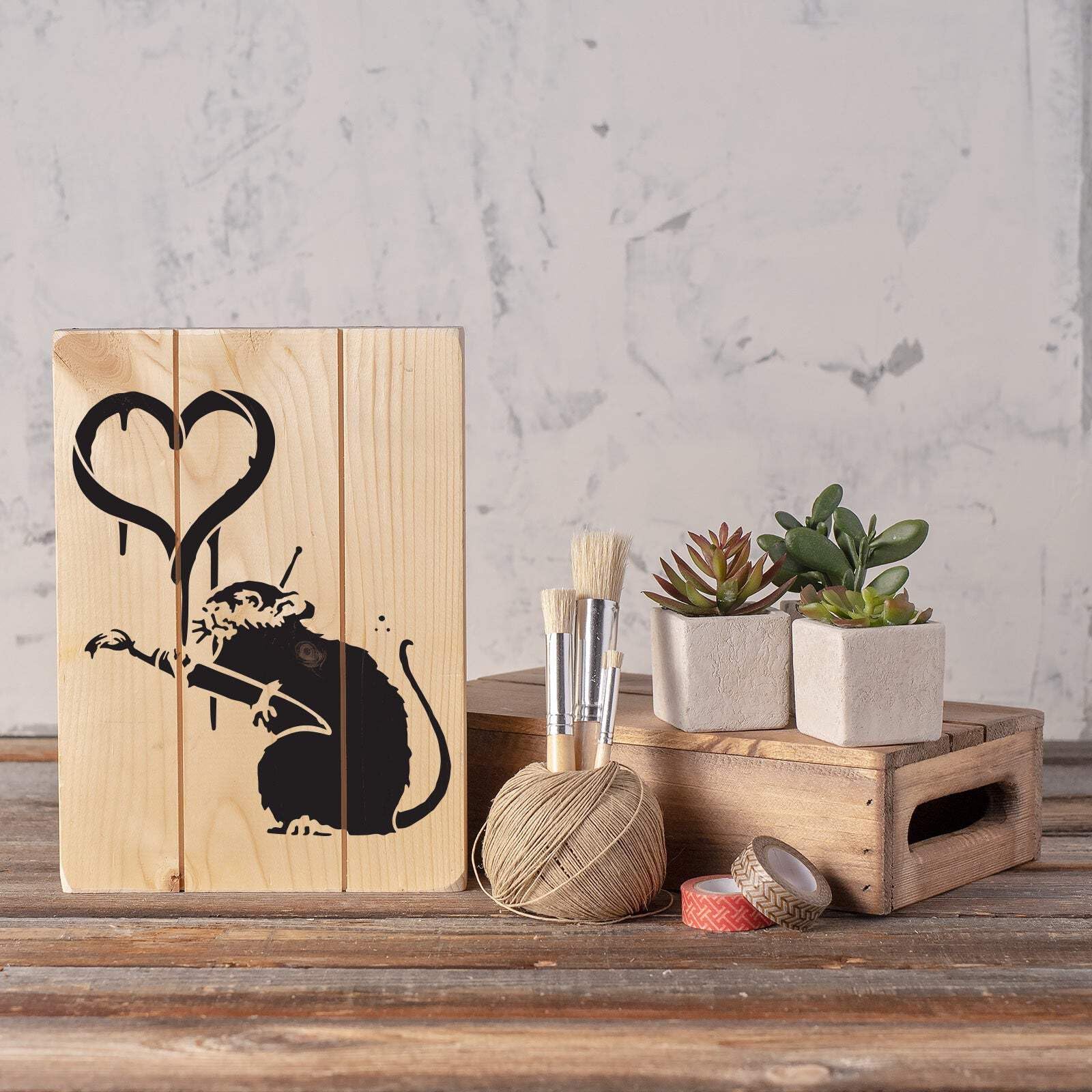 Banksy Love Rat szablon A5
