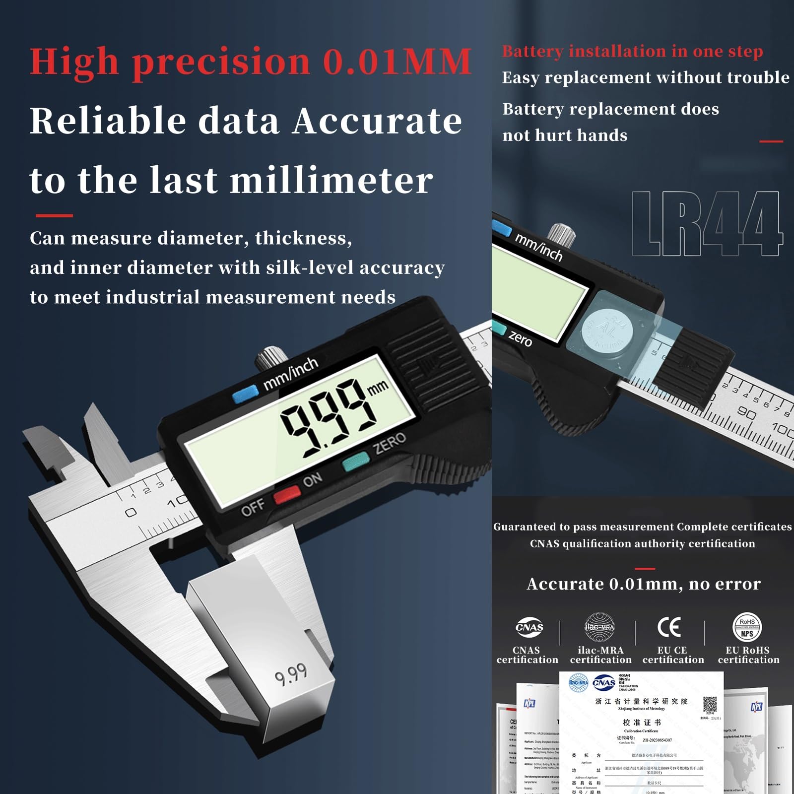 Mini calibro digitale da 100 mm, calibro a corsoio tascabile di precisione da 0,01 mm, per anelli, bracciali, gioielli, acciaio inossidabile, display LCD, a batteria, ideale per fai da te e piccole