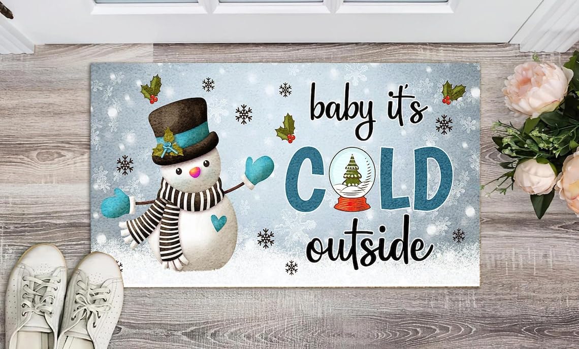 Baby It's Cold Outside Doormat,Front Doormat,Holiday Non-Slip Doormat for Outdoor Indoor Entrance Floor Mat 36X24 Inch