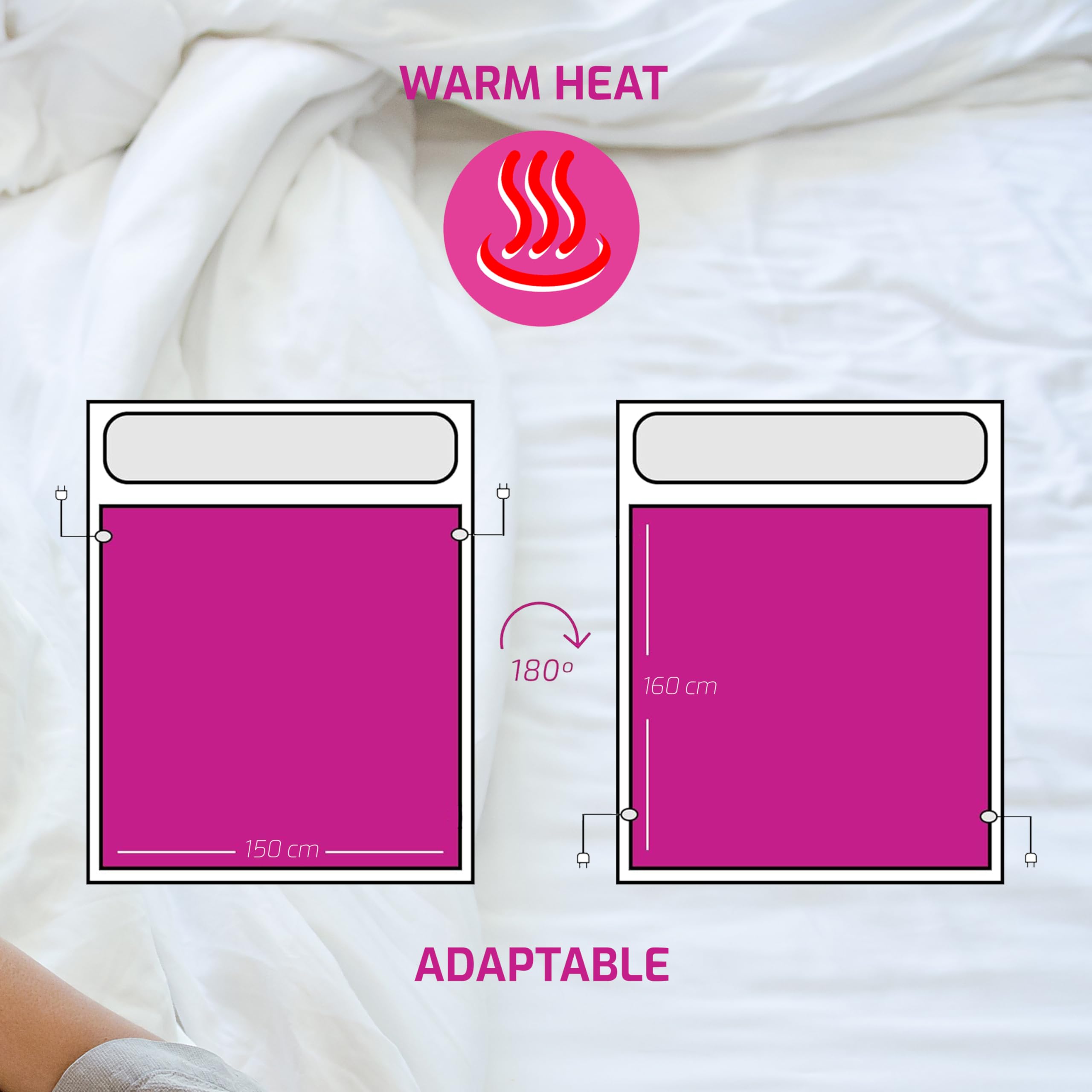 Wärmeunterbett Elektrisch Doppelbett | Größe 150 x 160 cm | 2 Temperaturstufen | Heizunterbett aus 100% Polyester | Elektrischer Matratzenbezug | Pekatherm UP210