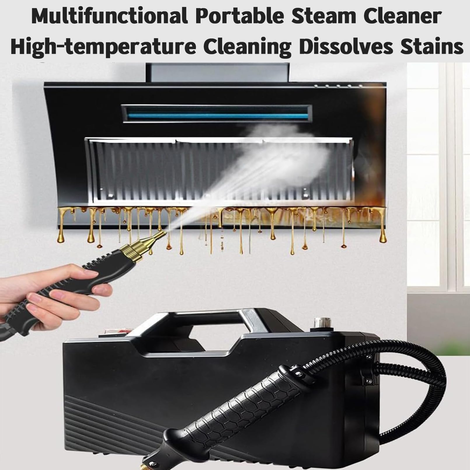 3800W Cleaner de Vapor de 9.5 Bares, Calentamiento de 6S, Vaporizador de Limpieza Portátil de Tanque 6 Litros con Tubería Extendida de 3 M, Para Hogar, Cocina, Tierra, Baldosas, Piso, Automóvil