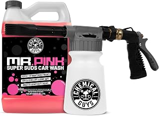 Chemical Guys Foam Blaster EZ Hose Foam Gun with Mr Pink Foaming Car Wash Soap Gallon Bundle, Snow Suds Sprayer and Pink Shampoo Kit for Cars, Trucks, SUVs, Complete Hose Set Wash Set