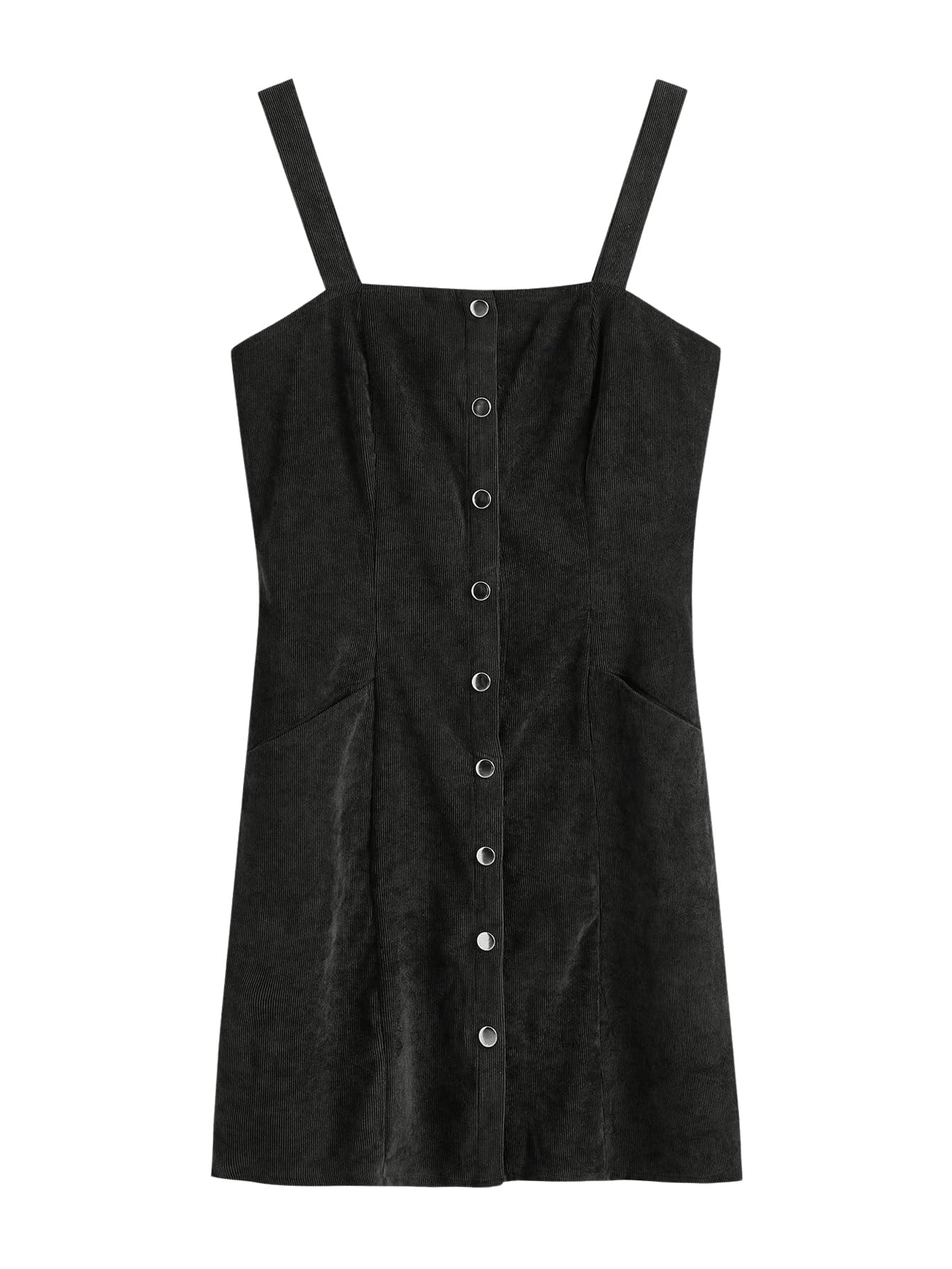 Floerns Women's Corduroy Button Down Pinafore Overall Dress with Pockets