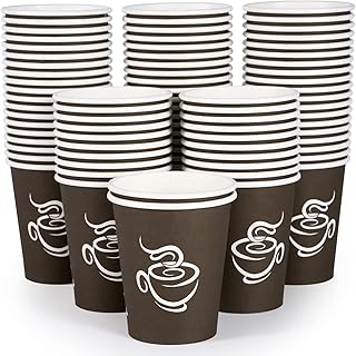 LITOPAK 400 Pack 8 oz Paper Cups, Brown Disposable Hot Coffee Cups for Party, Picnic, Travel, and Events