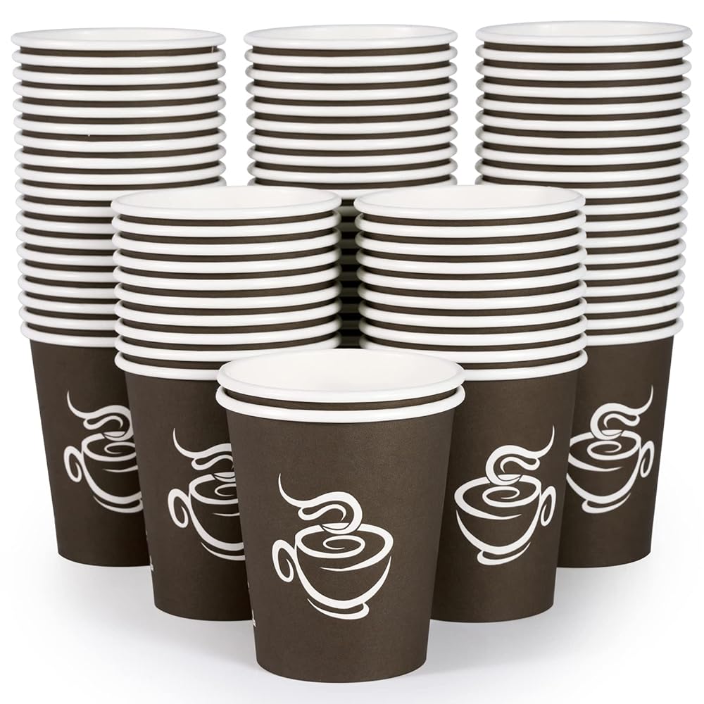 LITOPAK 400 Pack 8 oz Paper Cups, Brown Disposable Hot Coffee Cups for Party, Picnic, Travel, and Events