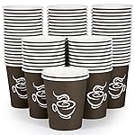 LITOPAK 400 Pack 8 oz Paper Cups, Brown Disposable Hot Coffee Cups for Party, Picnic, Travel, and Events