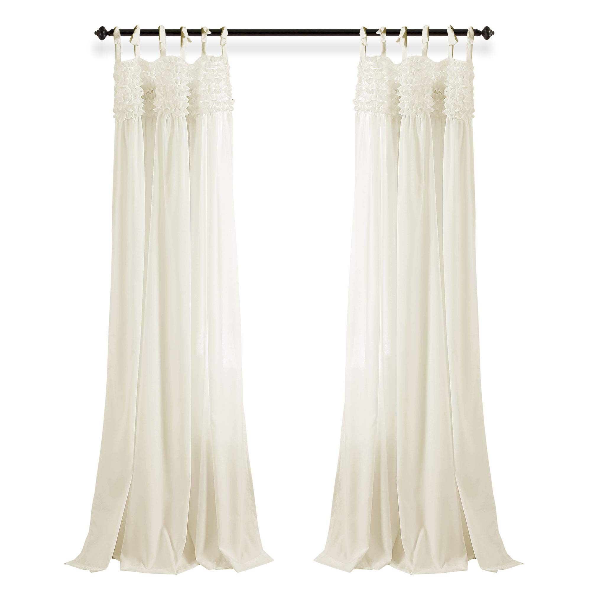 Lush Decor Lot de 2 Rideaux à Volants pour Salon, Salle à Manger, Chambre à Coucher (Paire), Polyester, Ivoire, 101,6 x 213,4 cm (l x L)