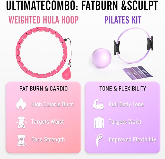 Kit de Aro Hula con Peso y Anillo de Pilates para Fitness miniatura 4