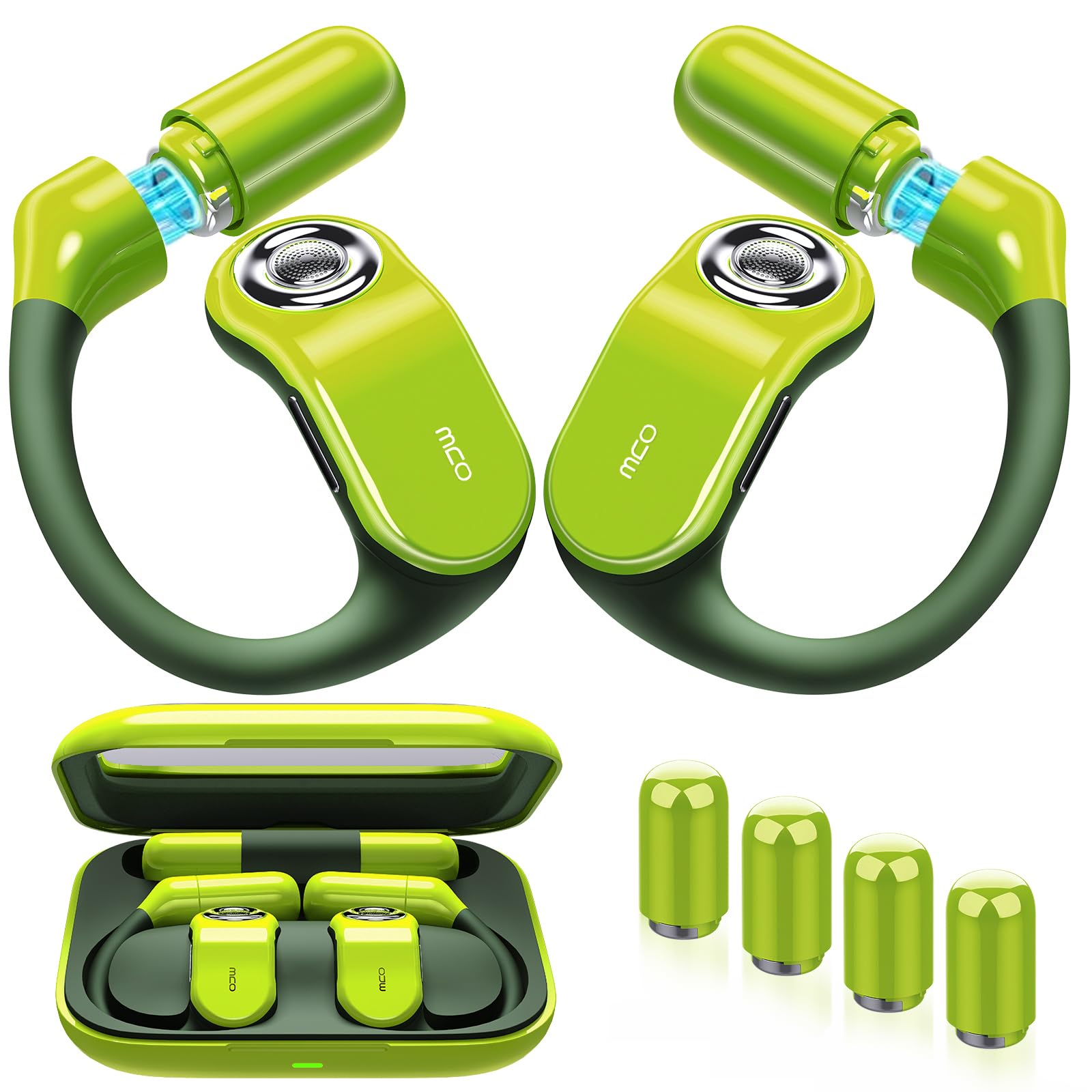 OJW Open Ear Kopfhörer, Unendliche Power Ohrhörer mit Ladecase & austauschbarer Batterie, OWS Bluetooth 5.4 Wireless Headset mit Mikrofon, IPX7 Wasserdicht für Sport, kompatibel mit iPhone & Android