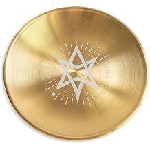 Offering Bowl Prayer Ritual Plate Great for Wicca, Altar use, Ritual use, Incense Burner, smudging, Decoration Bowl, Golden Unicursal Hexagram