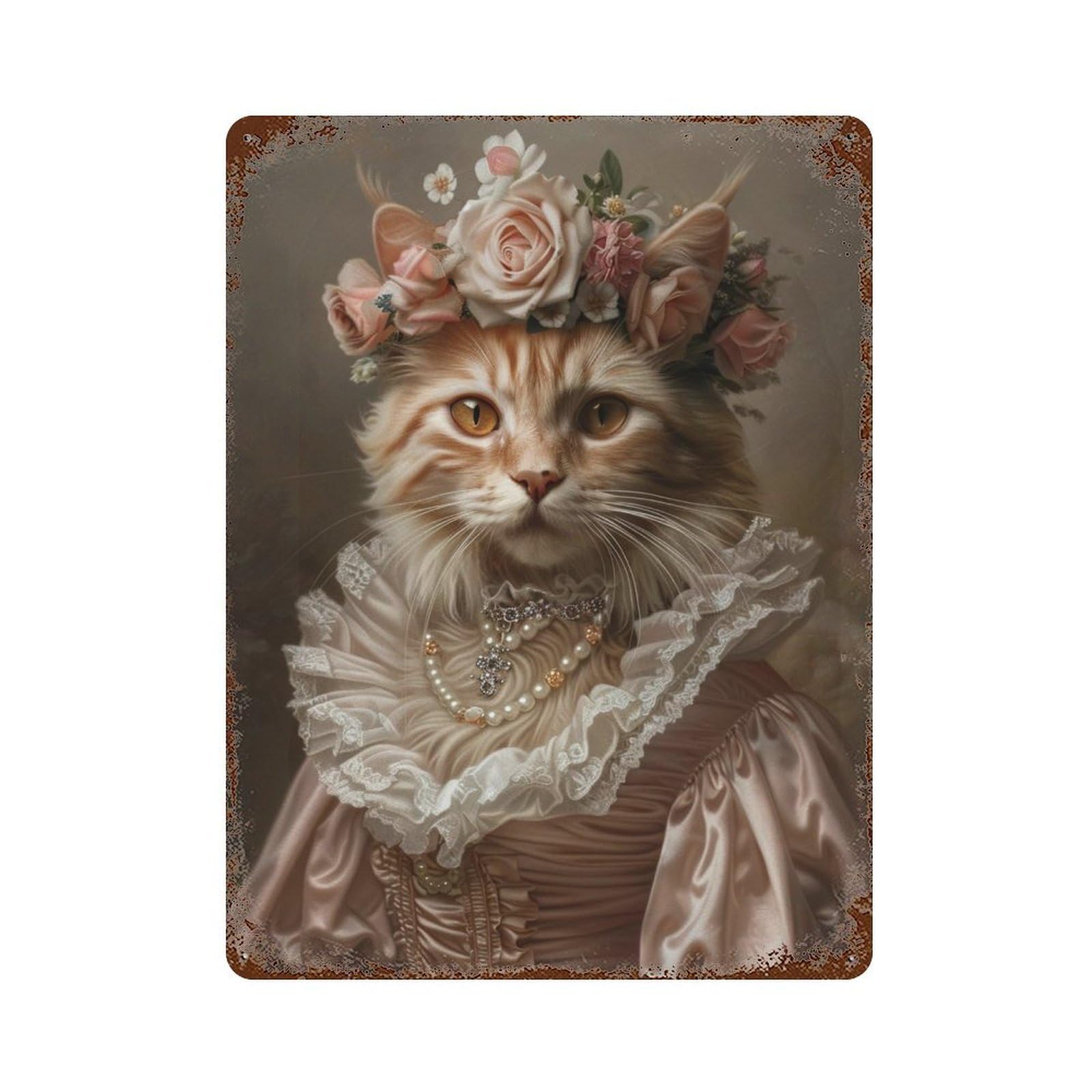 HDURYEYRYY Noble Floral Crown Tabby 04 Wall Retro Iron Vintage Art Metal Tin Sign Poster Modern Home Cofffee Club Art Bar Shop Decor Style 40x30cm