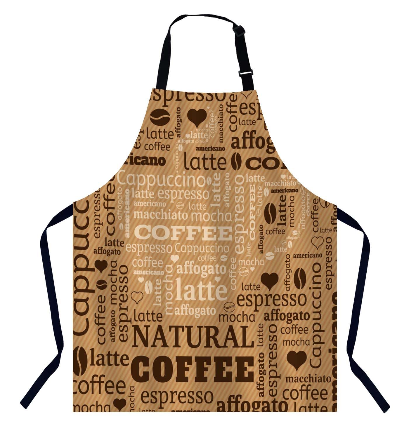 BGBDEIA Cup Typography Words Apron for Women Men, Adjustable Apron Cooking Kitchen Chef Apron for Home Kitchen, Baking Gardening BBQ, Coffee House, Restaurant — image 1