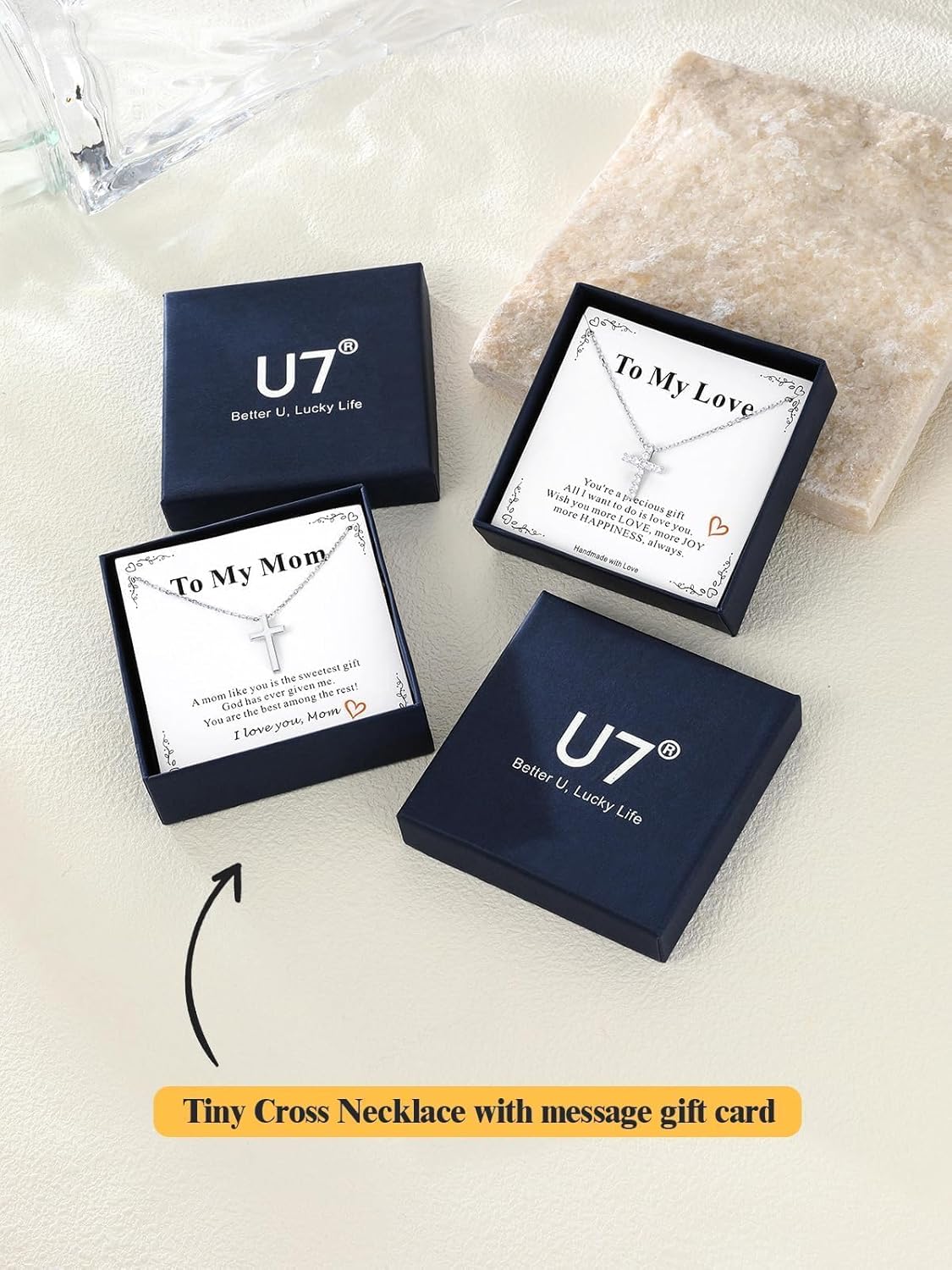 U7 Cross Necklace for Women,Silver/14K Gold Large or Small Cross Necklaces with CZ Diamond,Faith Birthday/Christmas Gift for Her Women Mother Daughter Grandmother - Image 8