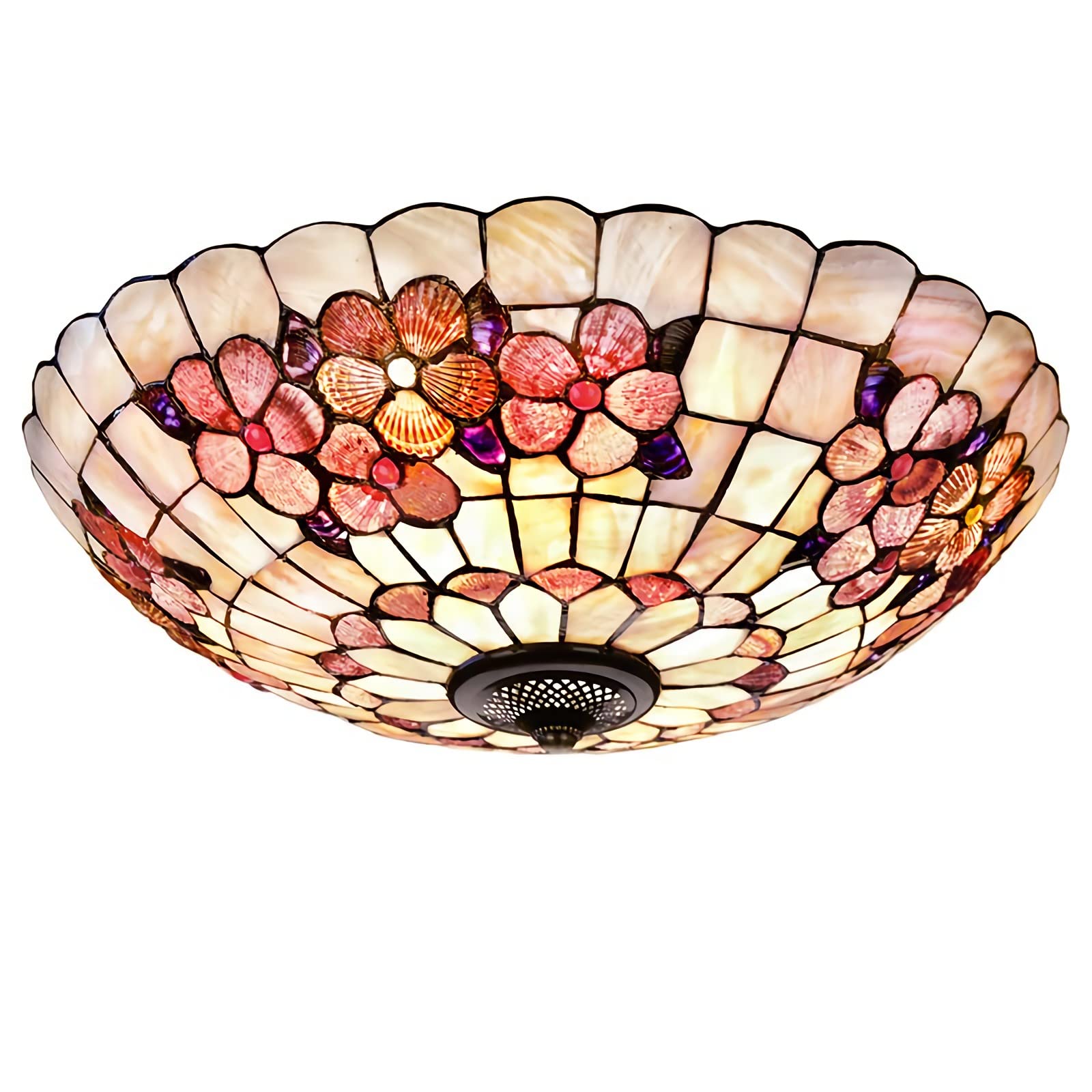 Lampy Sufitowe Do Montażu Podtynkowego W Stylu Tiffany'ego, Szklana Lampa Sufitowa Z Naturalnej Mozaiki W Stylu Vintage, Żyrandol O Nowoczesnym Wystroju Do Salonu, Sypialni, Jadalni