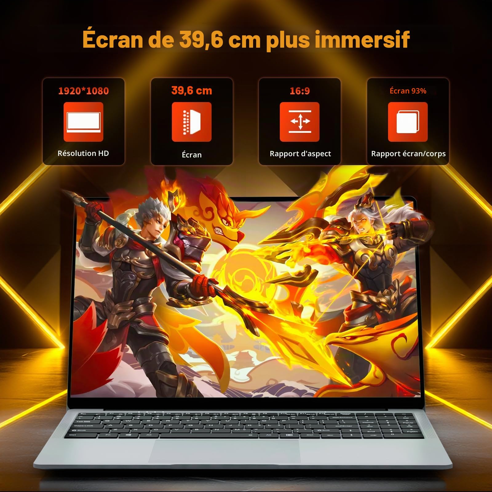 Ordinateur Portable 15,6", PC Portable Win 11 Pro, Processeur Celeron N4000, FHD 1920×1080, Laptop 8Go RAM 256Go SSD, WiFi 5 Bi-Bande, Bluetooth 4.2, Webcam Intégrée, Ports USB et Mini HDMI
