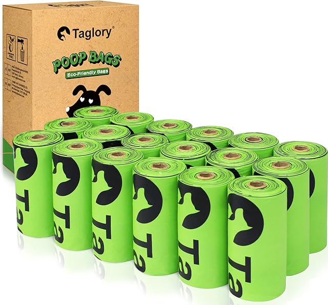 Taglory Dog Poo Bags, 18 Rolls/ 270 Count Biodegradable and Compostable Poo Bags for Dogs, Leak-proof, Lavender-scented, Each Dog Poo Bag Measures 23 x 33cm