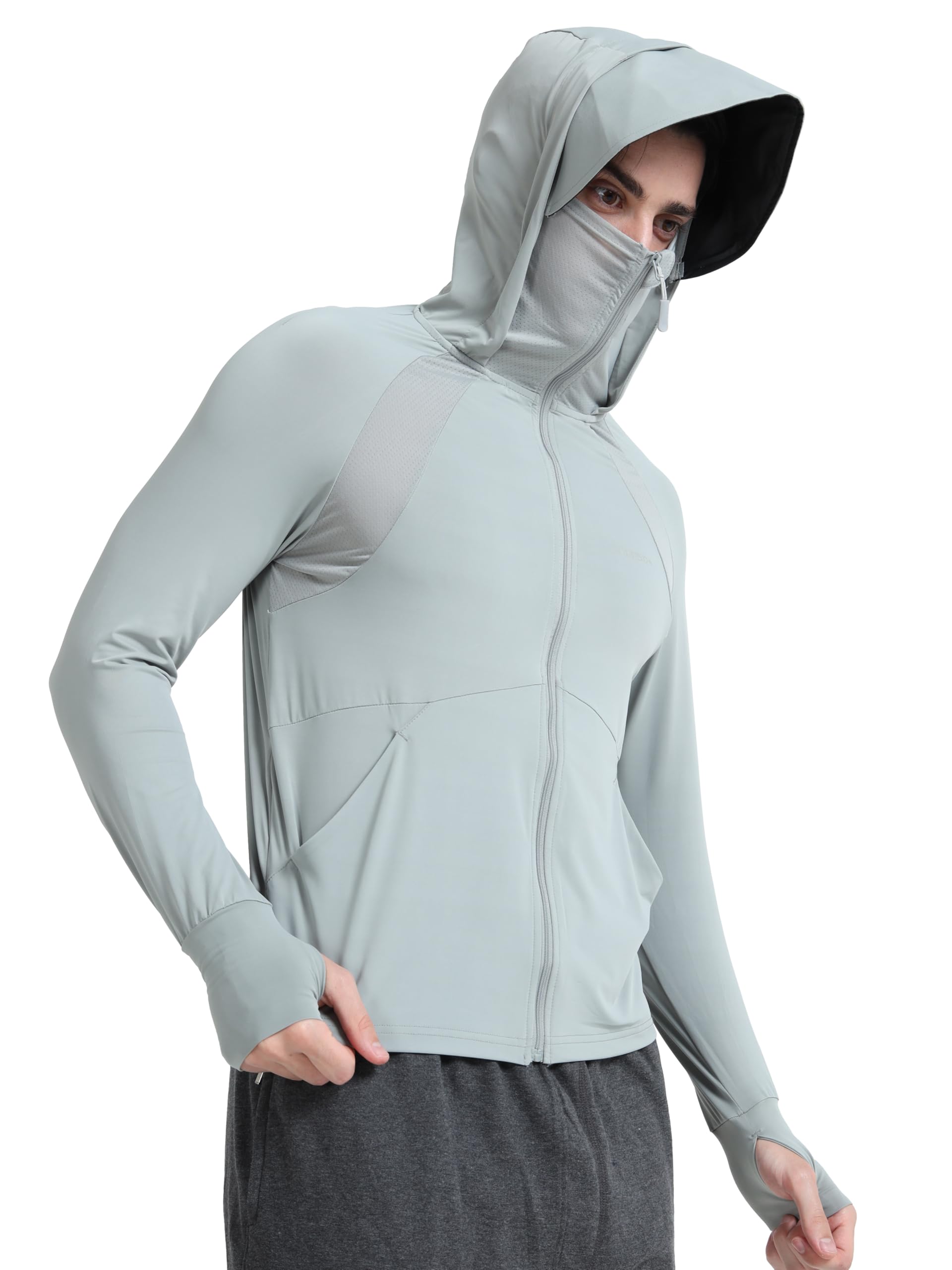 FABSPORTS Men's Nylon Standard Length UV Protection Sun Screen Jacket, Sun Protection Clothing, Lightweight with UPF 50+ for Outdoors, Green, Large 1