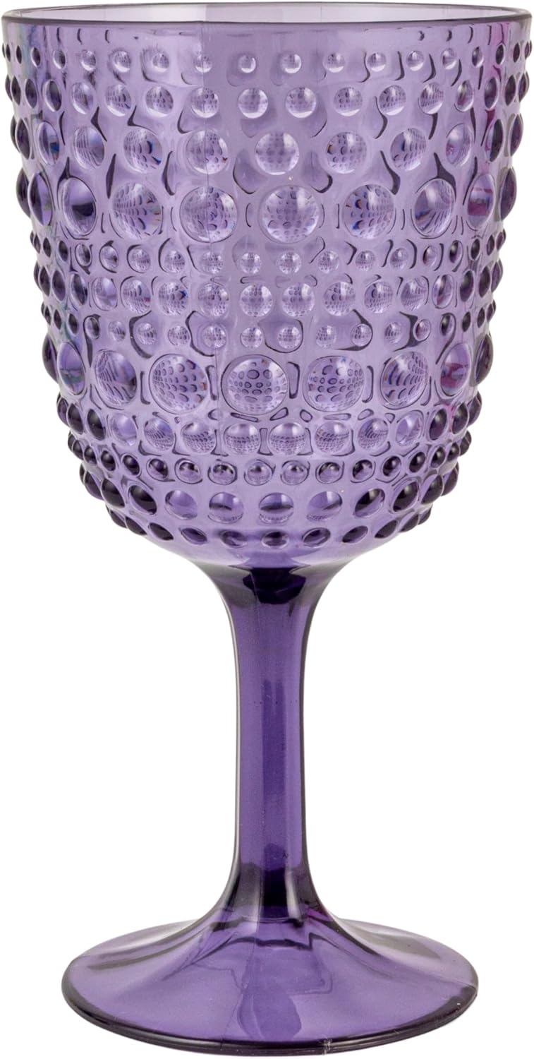Creative Co-Op 6-Piece Acrylic Stemmed Wine Glass Set with Raised Dots, Multicolor