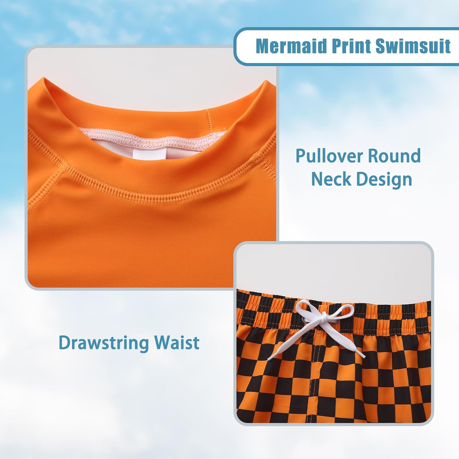 Boys Two Piece Rash Guard Swimsuits Set with Swim Trunk Kids Long Sleeve Bathing Suit Swimwear Set image 4