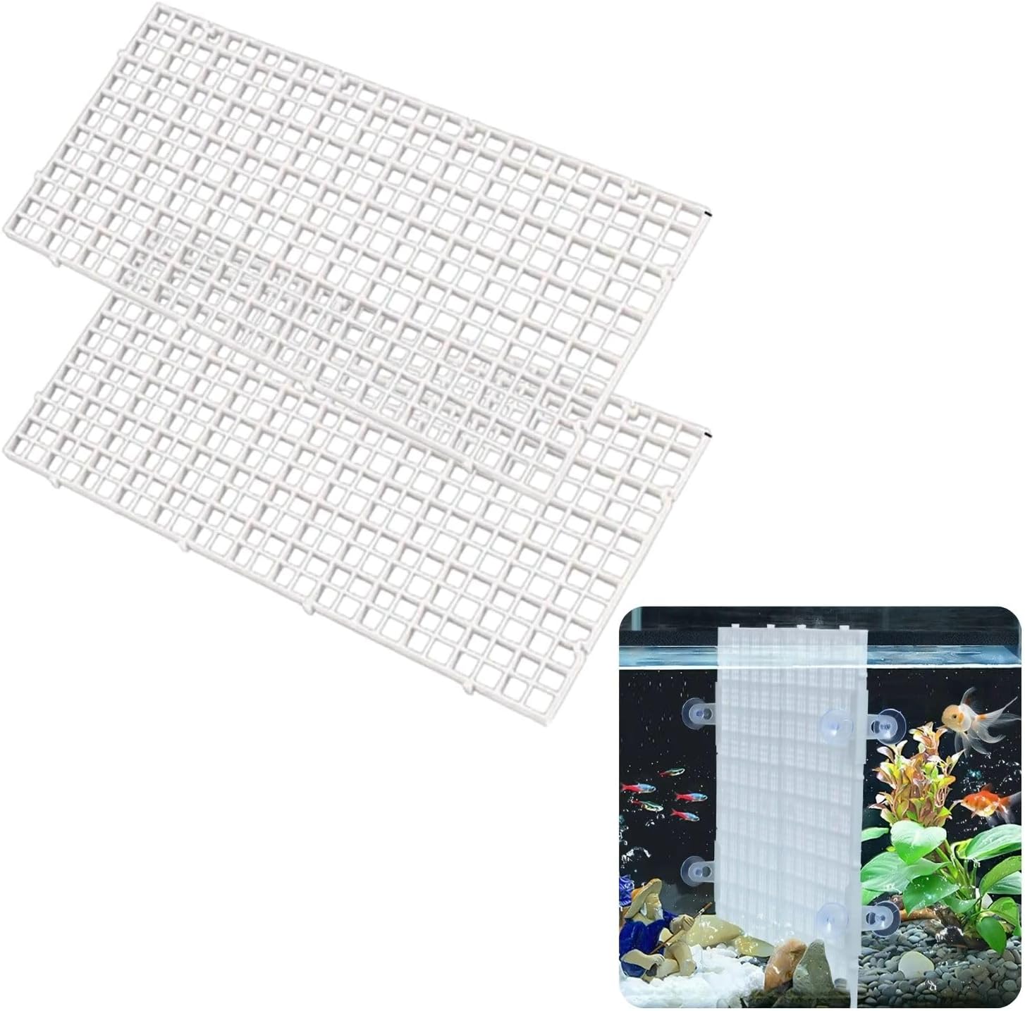 VAYINATO® (Pack of 2) White Fish Tank Divider Plastic Aquarium Divider