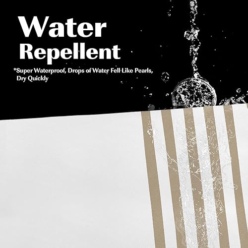 Miniatura 2 de Seasonwood Cortina de ducha alta de 78 pulgadas de alto, cortina de ducha blanca y beige con borlas, repelente al agua, sin arrugas