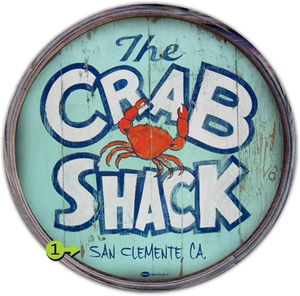 BLACK FOREST DECOR The Crab Shack Personalized Barrel End, Wood, 23" Dia