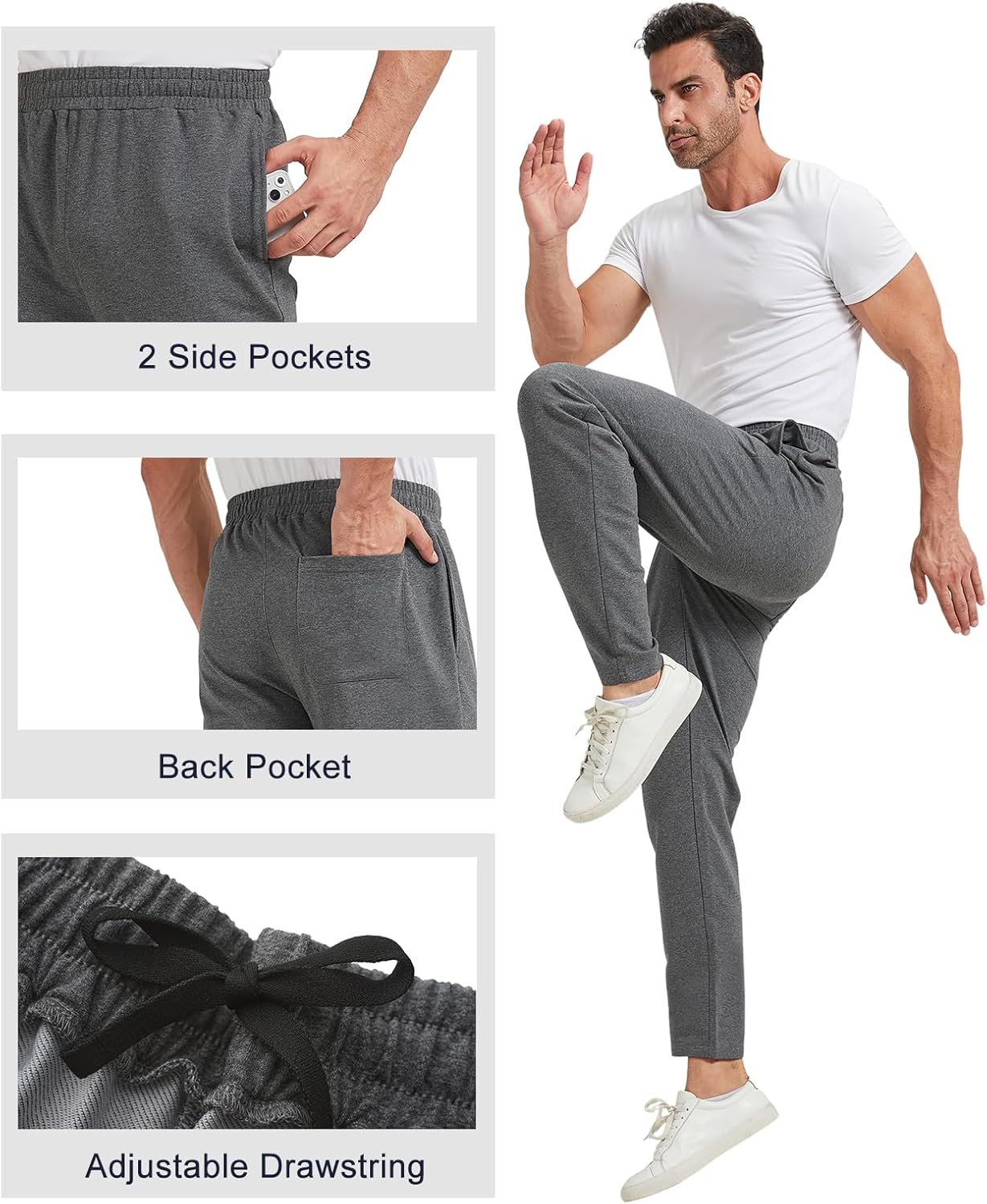 TTZ Mens Tall Sweatpants 34/36 Inseam Workout Pants for Tall Men - Image 4