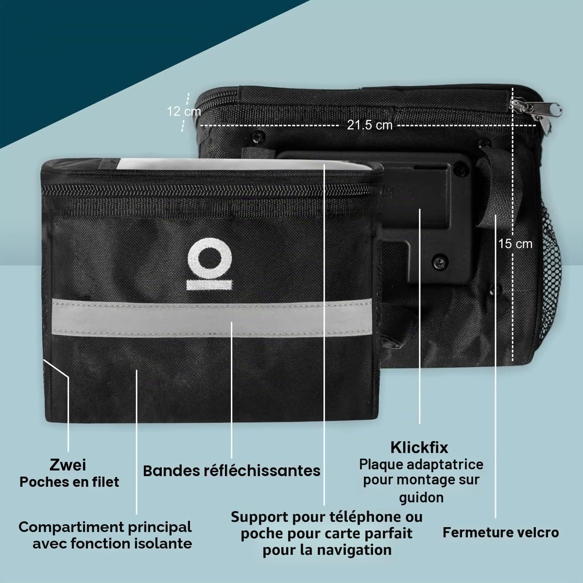 KLICKfix Pulp Sacoche de Guidon – Volume 3,5 l – Poche de vélo Hydrofuge/Poche Avant/Panier de Guidon