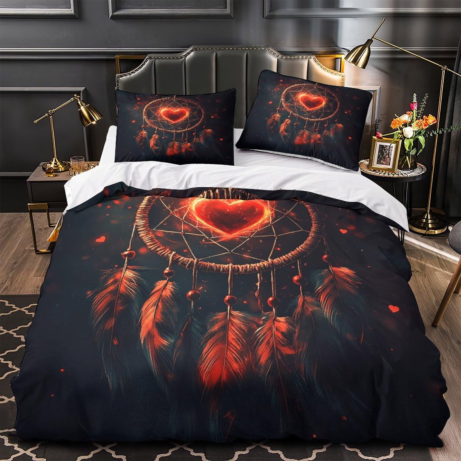 Housse de couette attrape-rêves microfibre 260x220cm anti-pli pour grand lit Super King